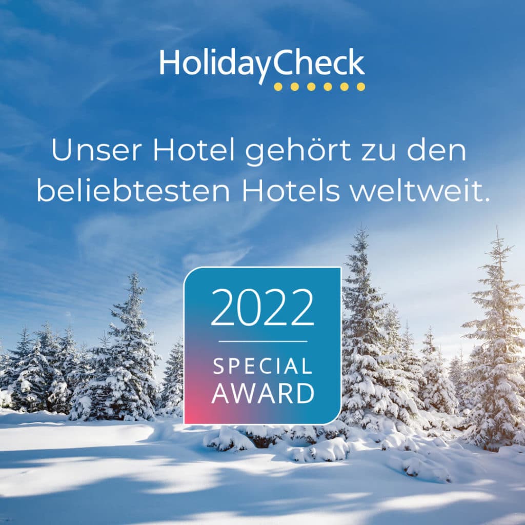 Holidaycheck Special Award 2022 Wellnesshotel im Schwarzwald