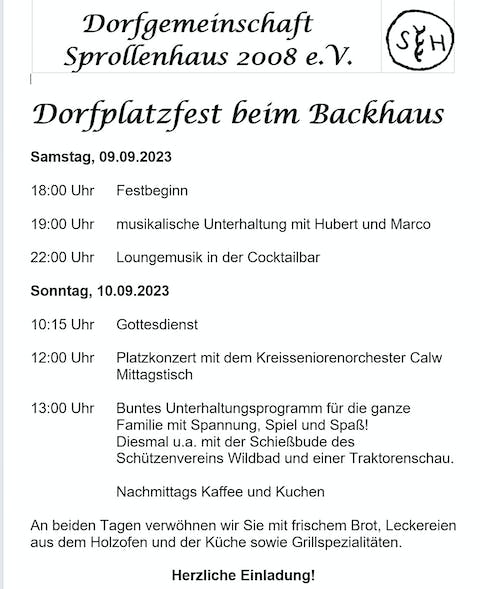 Dorplatzfest Sprollenhaus