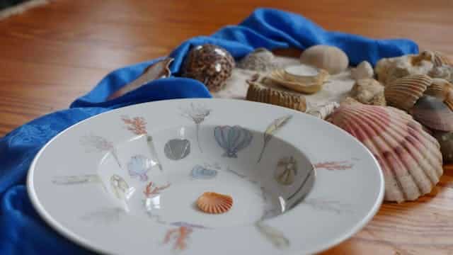 Porzellanmalkurs im Forsthaus – Muscheln [ Cornelia Seefeldt und Gabriele Helbig ]