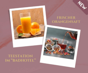 Frischer Orangensaft und Teestation