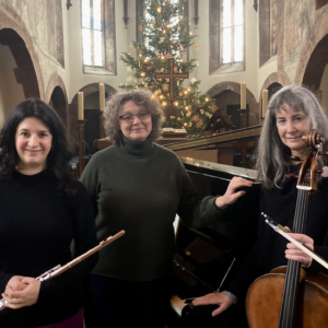 Klänge voller Leidenschaft: Kammermusikkonzert mit schwungvollem Trios für Flöte, Klavier und Violoncello im historischen König-Karls-Forum.