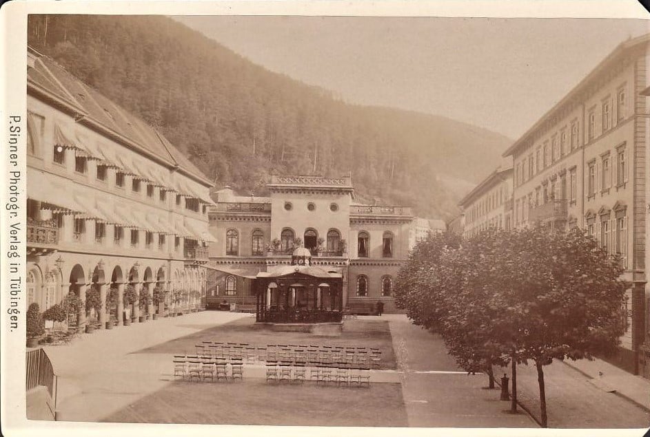 Geschichte von Rossini und Badhotel in Bad Wildbad 6 Kurplatz Bad Wildbad, ca. 1890 – Paul Sinner