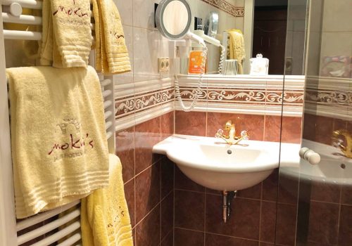 Doppelzimmer Rossini Superior Badezimmer und WC im Wellnesshotel Moknis im Schwarzwald